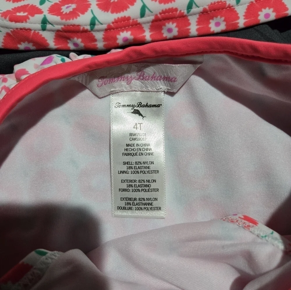 Girls Tommy Bahama 2 Piece Swimsuit 4T Pink White